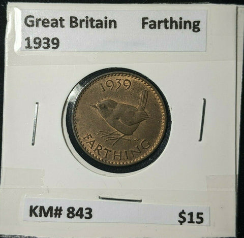 Great Britain 1939 1/4d Farthing KM# 843 #002