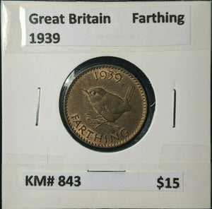 Great Britain 1939 1/4d Farthing KM# 843 #020