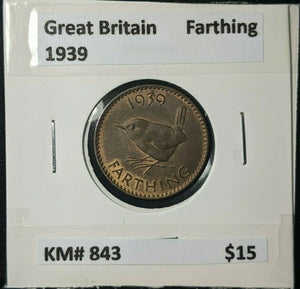 Great Britain 1939 1/4d Farthing KM# 843 #022