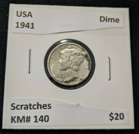 USA 1941 Dime KM# 140 Scratches #565
