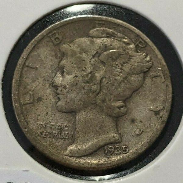 USA 1935 Dime KM# 140 Die Rotation Scratches #688