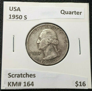 USA 1950 S Quarter KM# 164 Scratches  #500  10A