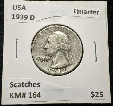 USA 1939 D Quarter KM# 164 Scratches #086