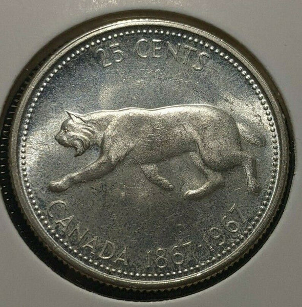 Canada 1867-1967 25 Cents KM# 68 Scratches #1593