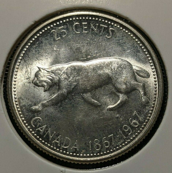 Canada 1867-1967 25 Cents KM# 68 Scratches #1625