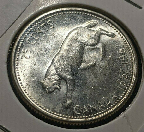 Canada 1867-1967 25 Cents KM# 68 Scratches #1625