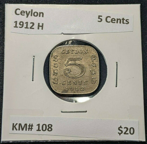 Ceylon 1912 H 5 Cents KM# 108 #1480