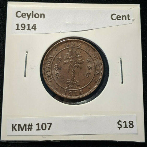 Ceylon 1914 Cent KM# 107 #893