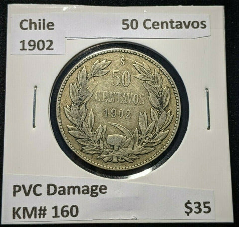 Chile 1902 50 Centavos KM# 160 PVC Damage #102