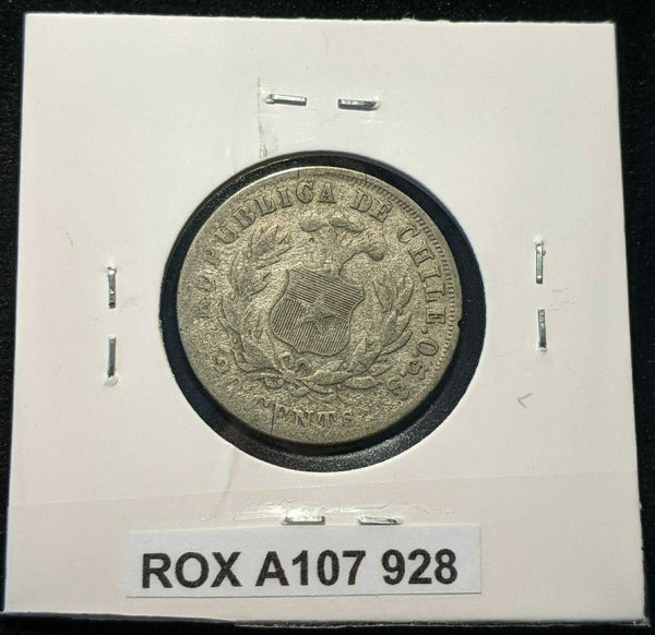Chile 1893 20 Centavos KM# 138.4 Rim Damage #928