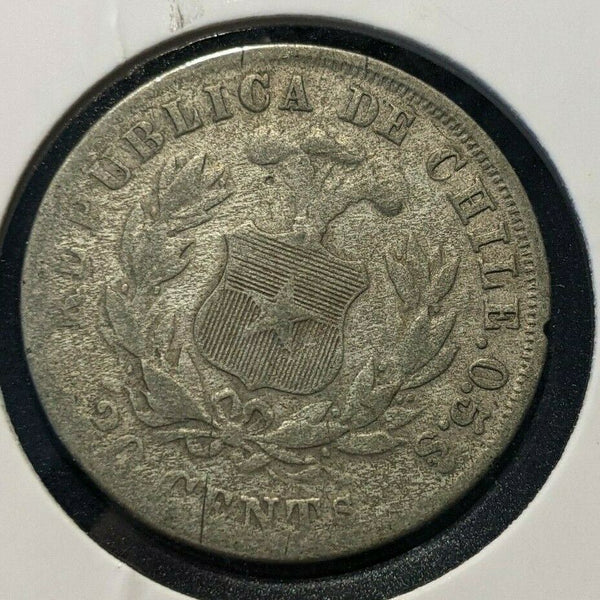 Chile 1893 20 Centavos KM# 138.4 Rim Damage #928
