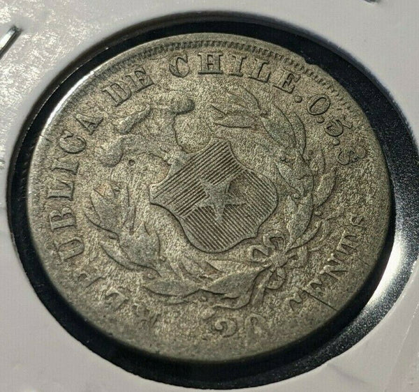 Chile 1893 20 Centavos KM# 138.4 Rim Damage #928