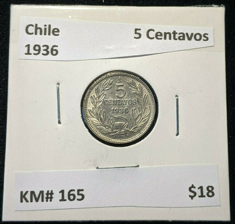 Chile 1936 5 Centavos KM# 165 #163