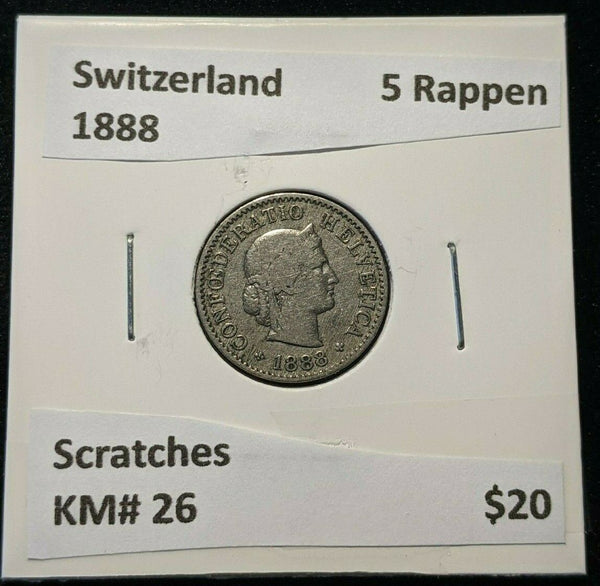Switzerland 1888 5 Rappen KM# 26 Scratches  #022 6B
