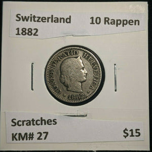 Switzerland 1882 10 Rappen KM# 27 Scratches #083   6B