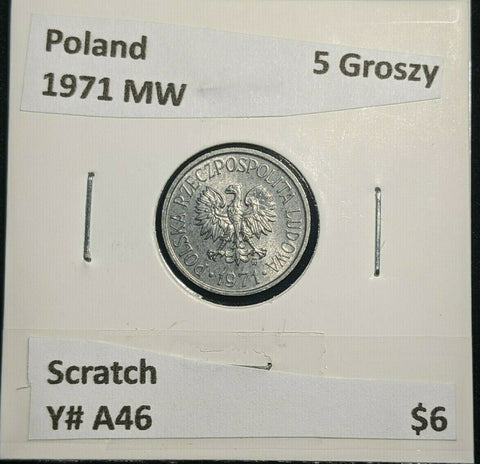 Poland 1971 MW 5 Groszy Y# A46 Scratch #038      4A