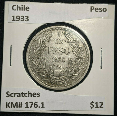 Chile 1933 Peso KM# 176.1 Scratches #1767