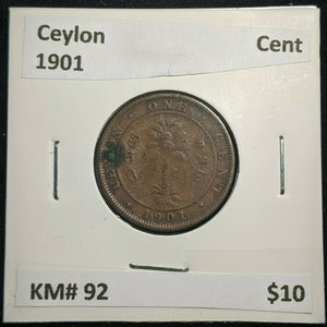 Ceylon 1901 Cent KM# 92 #368