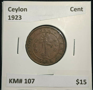 Ceylon 1923 Cent KM# 107 #1686