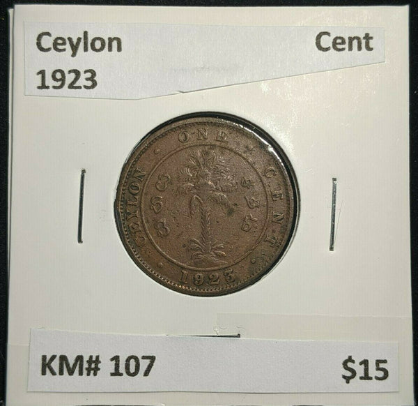 Ceylon 1923 Cent KM# 107 #1686