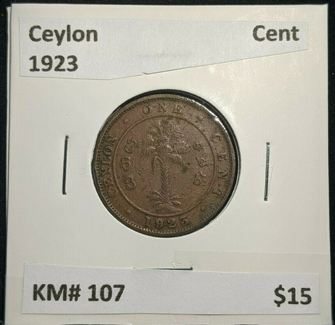 Ceylon 1923 Cent KM# 107 #1686