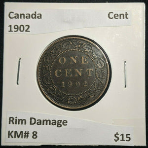 Canada 1902 Cent KM# 8 Rim Damage #1002