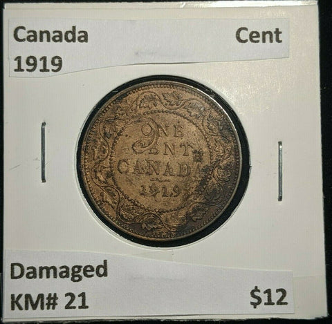 Canada 1919 Cent KM# 21 Damaged #1014