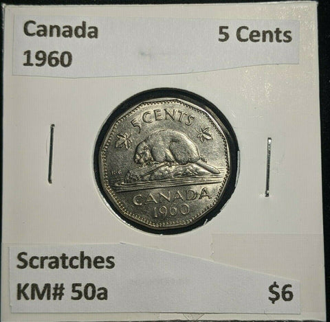 Canada 1960 5 Cents KM# 50a Scratches #1450    9A
