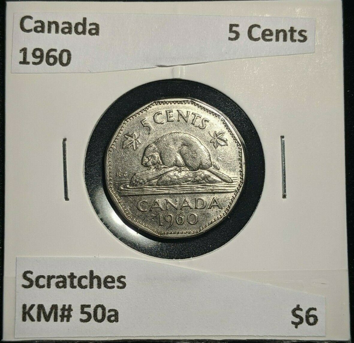 Canada 1960 5 Cents KM# 50a Scratches #716   9A