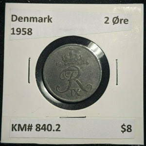 Denmark 1958 2 Ore KM# 840.2 #822