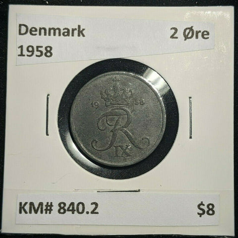 Denmark 1958 2 Ore KM# 840.2 #822