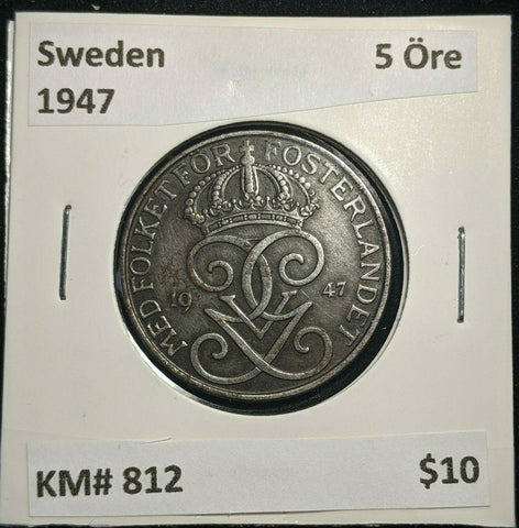 Sweden 1947 5 Ore KM# 812 #095 6B