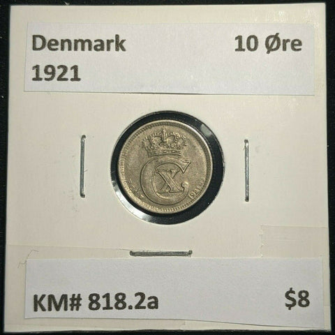 Denmark 1921 10 Ore KM# 818.2a #1489