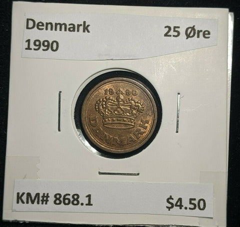 Denmark 1990 25 Ore KM# 868.1 #0122