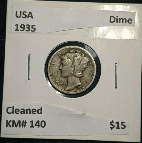 USA 1935 Dime KM# 140 Cleaned #691