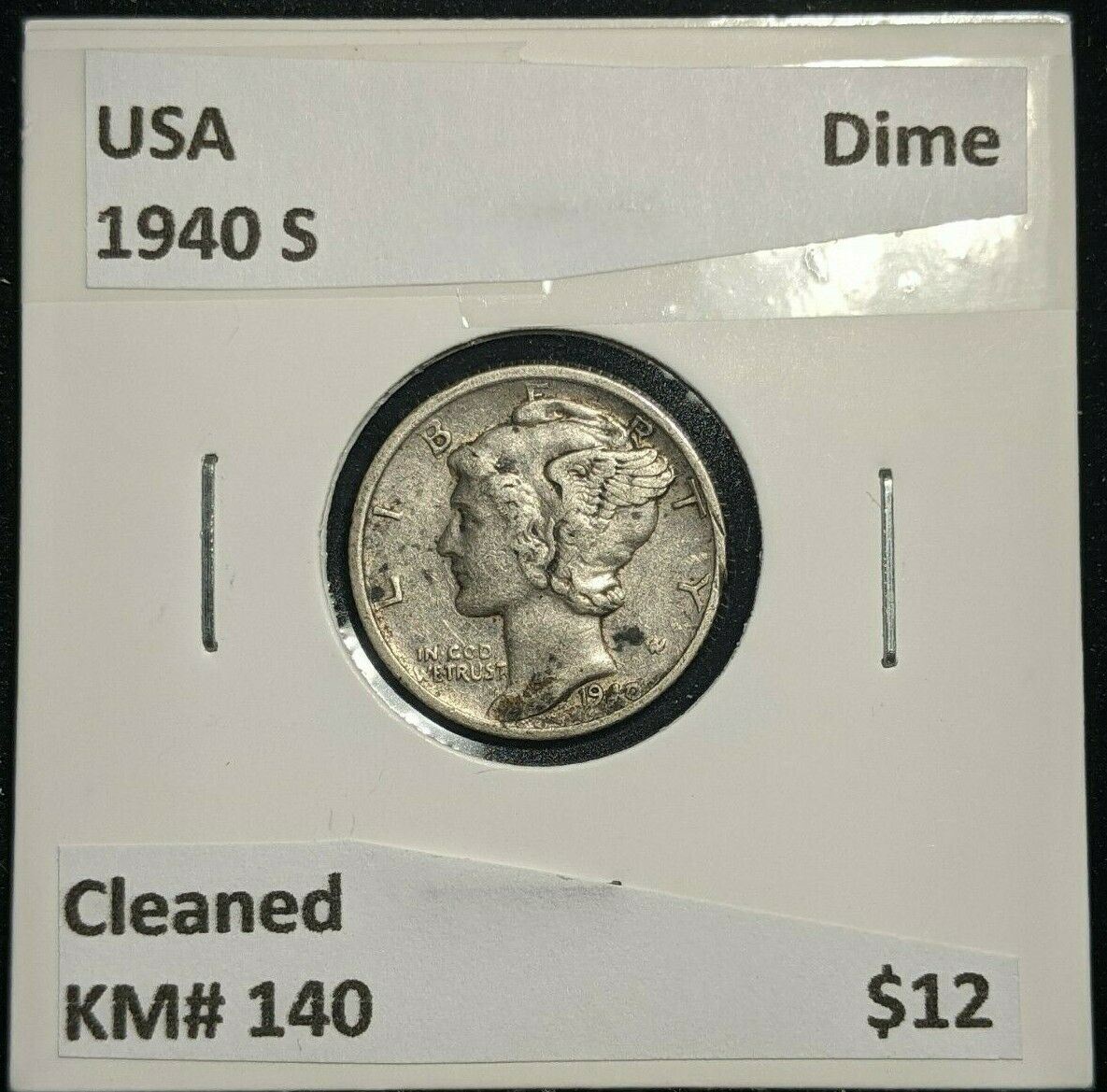 USA 1940 S Dime KM# 140 Cleaned #284