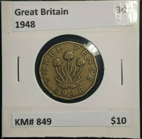 Great Britain 1948 3d Threepence KM# 849  #0058