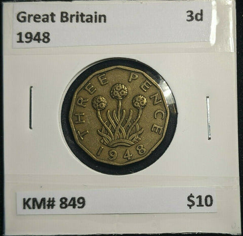 Great Britain 1948 3d Threepence KM# 849  #0117