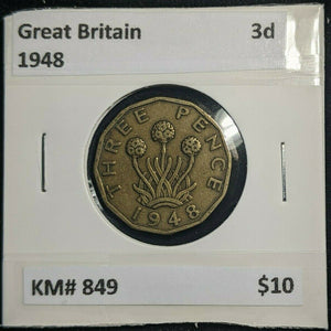 Great Britain 1948 3d Threepence KM# 849  #0125