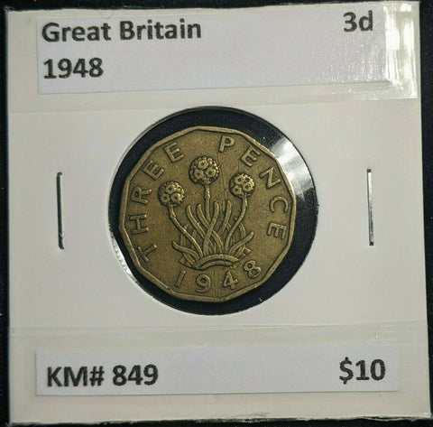 Great Britain 1948 3d Threepence KM# 849  #0131