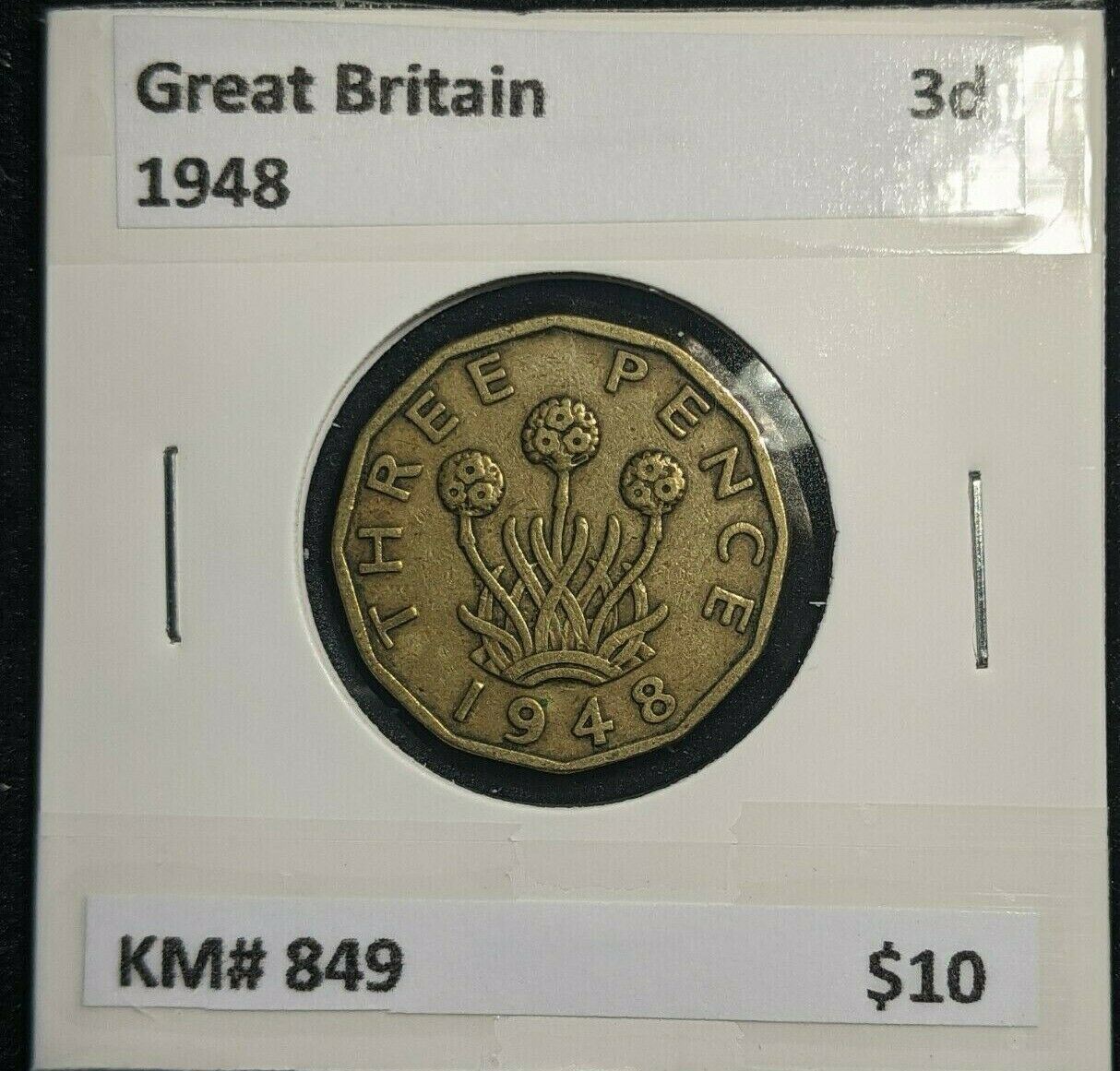 Great Britain 1948 3d Threepence KM# 849  #0134