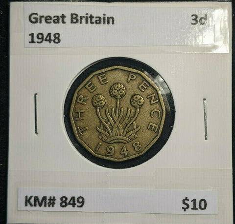 Great Britain 1948 3d Threepence KM# 849  #0134