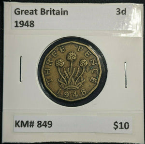 Great Britain 1948 3d Threepence KM# 849  #0123