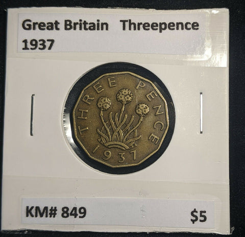 Great Britain 1937 3d Threepence KM# 849  #0002