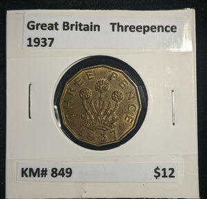 Great Britain 1937 3d Threepence KM# 849  #0005