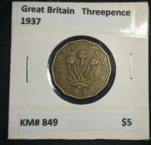 Great Britain 1937 3d Threepence KM# 849  #0007