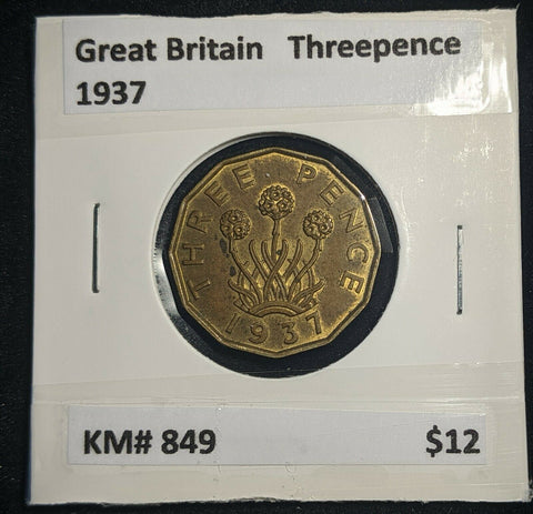 Great Britain 1937 3d Threepence KM# 849  #0009