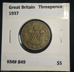 Great Britain 1937 3d Threepence KM# 849  #0010