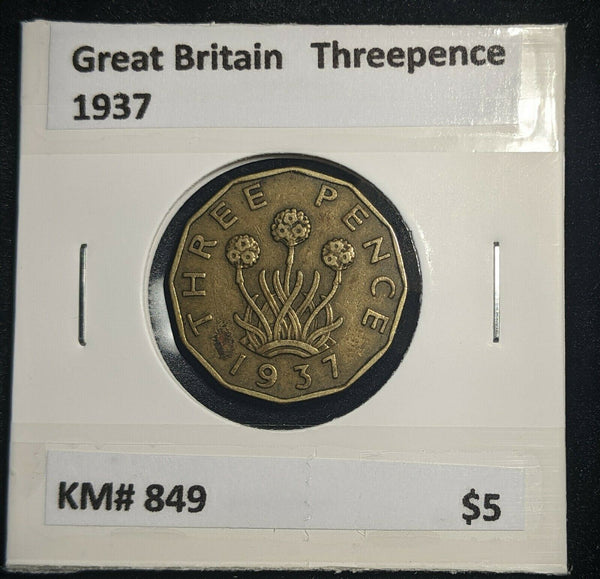 Great Britain 1937 3d Threepence KM# 849  #0010