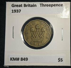 Great Britain 1937 3d Threepence KM# 849  #0011